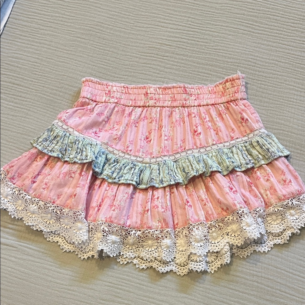 LoveShackFancy Floral Mini Skirt